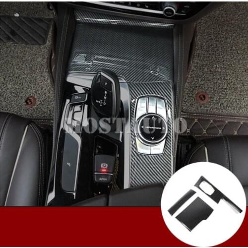 For BMW 5 Series G30 G31 ABS Console Water Cup Holder & iDrive Panel Cover 2017-2020 3pcs Car Decor Car Accessories Interior