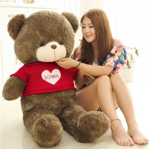 About 47 inch toy loves brown bear plush toy red sweater teddy bear doll , birthday gift w3728