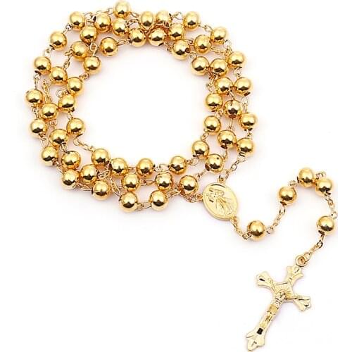 Jesus Cross Rosary Necklace Vintage Cross Pendant Catholic Necklace Gifts Wholesale Jewelry 2021 Trend Zinc Alloy Material