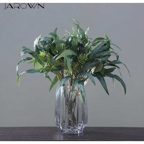 JAROWN Artificial Plant 5 Branches Fruit Oval Artificial Eucalyptus Leaves Bunch Money Leaf Wedding Home Decor Fake Flower Plant