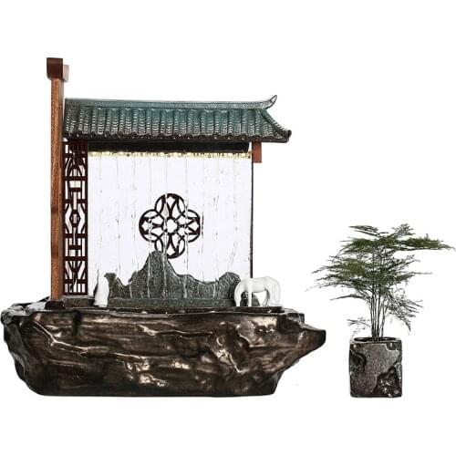 Ceramic Water Fountain Decoration Atomization Humidifier Water Landscape Lucky Fish Tank Zen Desktop Living Room Decoration