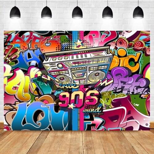 Laeacco Graffiti Cartoon Music Birthday Party Decor Photo Photography Backdrop Photographic Photo Background For Photo Studio