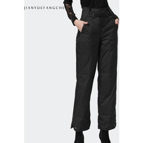 Fashion Women Down Pants 2020 Winter New Outwear Warm Thickened Trousers High Waist Loose Plus Size Black Long Duck Down Pants