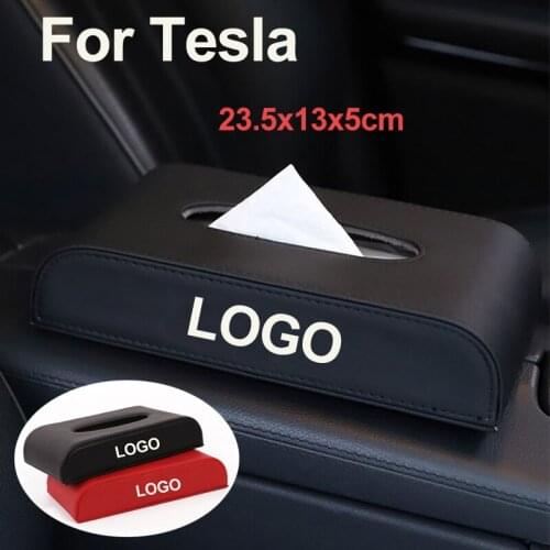 Red/Black PU Leather Fashion Creative Car Tissue Box Holder Auto Interior Storage Packing Covers for Model x s 3 Accessory