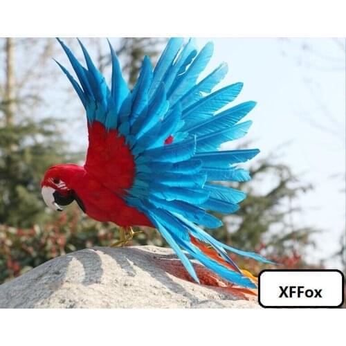 New real life red&blue parrot model foam&feather simulation wings parrot bird gift about 30x45cm xf0302