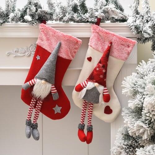 New with Legs Plush Faceless Christmas Stockings Gift Bag Santa Sacks Elf Christmas Decoration Christmas Ornaments
