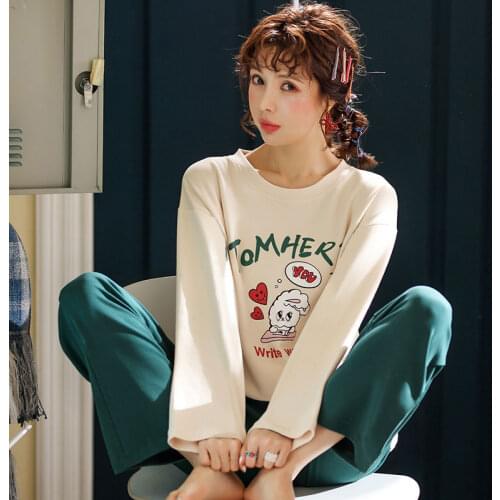 Wholesale Women Pajamas Sets Spring Autumn Thin Carton Generation Women Long Sleepwear Suit Home Wear Women Gift Pyjamas Set
