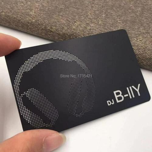 Popular cheap personalized brass etched printed black plating brand metal business card metal vip