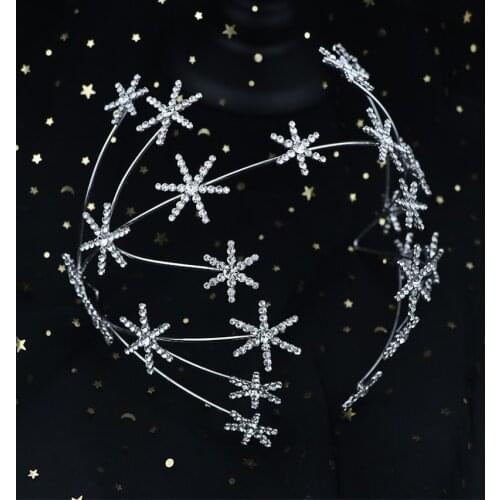 New Fashion Star Wedding Crown Tiara Hair Accessories Bridal Jewelry Silver Color Rhinestone Crystal Headband Girl Women Diadem