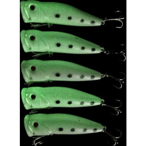 Fishing Lures 7.5cm/10g Topwater Popper Bait Luminous Hard Bait Artificial Wobblers Plastic Fishing Tackle With 6# Hooks