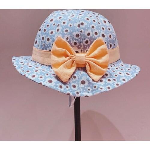 Cute Bowknot Baby Bucket Hat Summer Spring Floral Print Baby Girl Panama Hat Outdoor Beach Cap For Kids 1-3Y