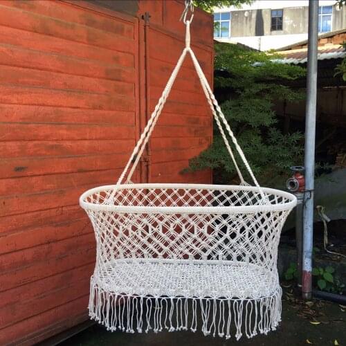 Northern European wind hollowed out reticulated cotton rope woven baby basket photography camera props indoor swing baby swing
