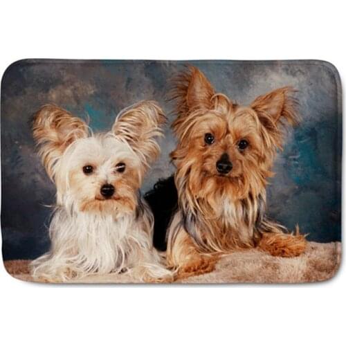 Cute Yorkshire Terrier Dog Print Entrance Doormat Carpet for Front Door Mat Nonslip Kitchen Living Room Floor Mats Area Rugs