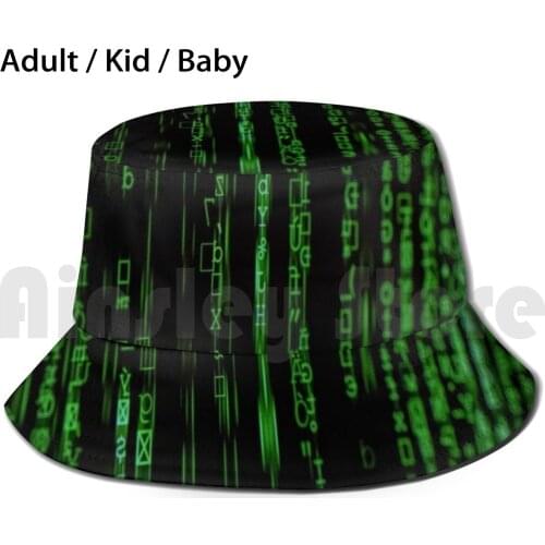 Matrix Green Digits Texture Sun Hat Foldable UV Protection Matrix Green Digits Matrix Green Digits Green Numbers