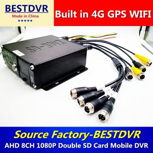 New 8 channel truck monitoring and video recorder 3G 4G GPS WiFi remote cmsv6 video driving record positioning host manufacturer