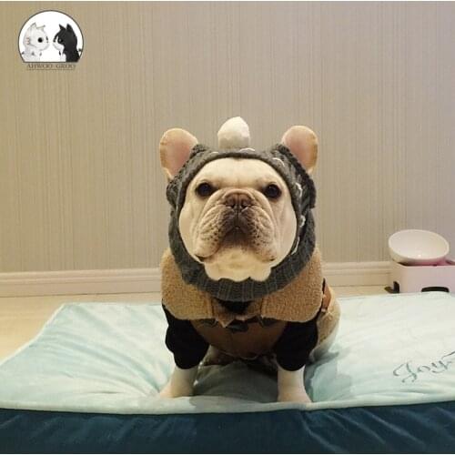 Vintage Bomber Dog Leather Jacket Coat Warm Spring Autumn Pet Clothing Outfit French Bulldog Clothes Coats for Small Medium Dogs