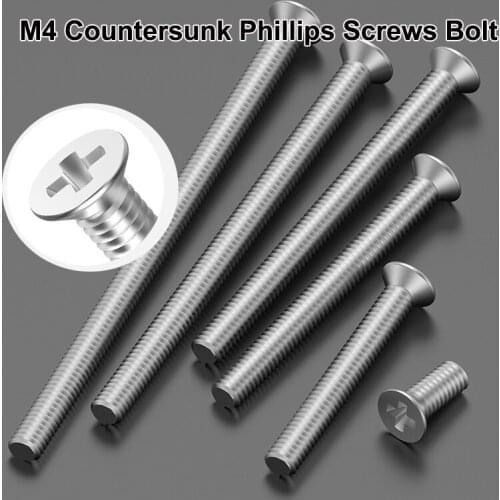 Flat Head Countersunk Wood Screws Stainless Steel M4 Phillips Screws Bolt Assortment Cross Machine Screws Kit For Metalworking