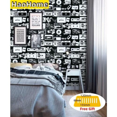 HaoHome Waterproof Peel and Stick Wallpaper White Black Contact Paper Self Adhesive Decor Fashion Dormitory Cabinet Decor