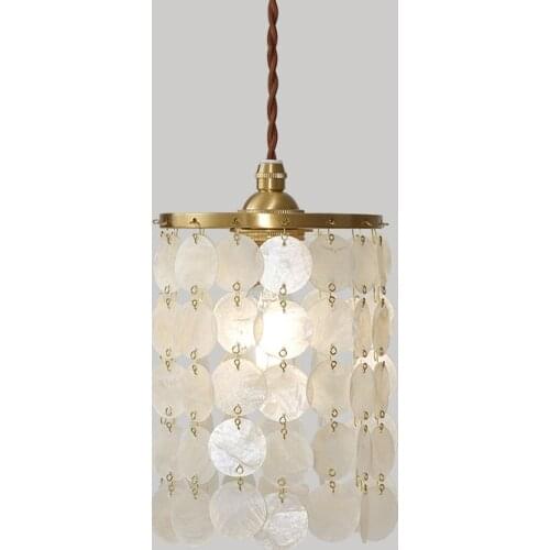 Japanese handmade shell wind chime chandelier Nordic cloakroom aisle bedroom bedside retro brass chandelier