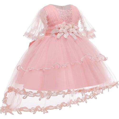 Little Girl Princess Dresses Wedding Evening Party Long Gown Kids Birthday Pageant Dress Children Lace Ball Gown Baby Clothes