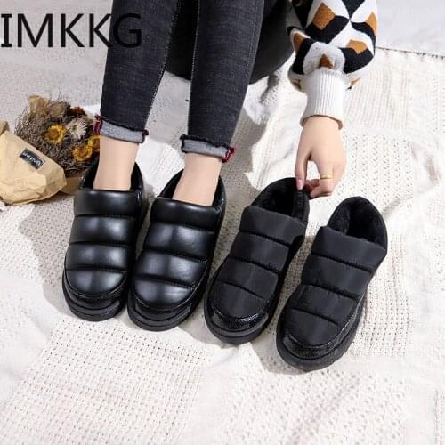 Women Snow Boots Winter Warm Ankle Boots Couple Thick Soled Cotton Shoes Woman Flats Waterproof Slip on Botas Mujer Zapatos