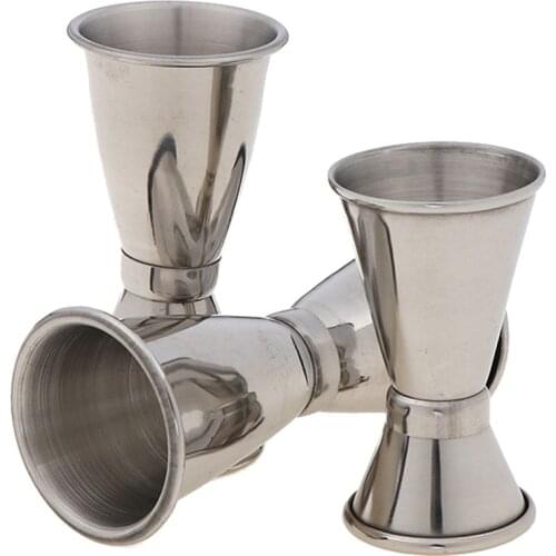 1PC 3 Sizes Jigger Single Double Shot Cocktail Wine Short Measure Cup Drink Bar Party 30cc/15cc 40cc/20cc 50cc/30cc