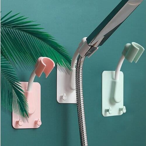 1ps Shower Head Stand Adjustable Wall Mount With 2 Hooks SPA Bathroom Universal ABS