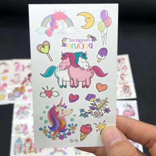10pcs children tattoo stickers litter horse temporary tattoos cute colorful transfer tattoos party baby stickers decoration