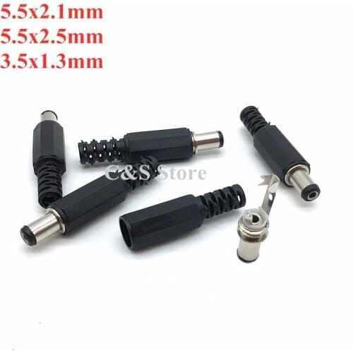 10pcs DC Plug Male Electrical Socket Outlet DC-022 DC-005 DC-022B DC Outlet 5.5X2.1MM 5.5*2.1 5.5x2.5mm 5.5x2.5 3.5x1.3mm