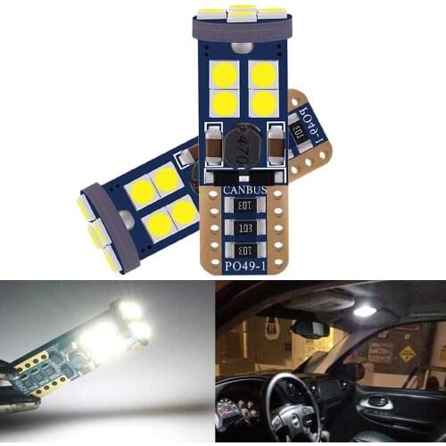 2-Pcs T10 194 168 921 White Canbus LED Light Bulb 12V-18V 3030 12 SMD Car Replacet For 168 2825 Backup Reverse Side Marker Light