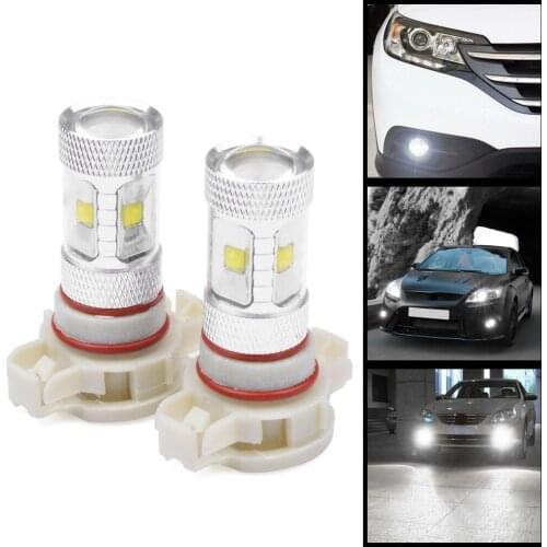2Pcs Canbus Car LED lights Fog Lights 30W CREE Chips 6000K White H16 PS24WFF 5202 9009 High Power LED 12V-24V Fog Beam LED Lamp