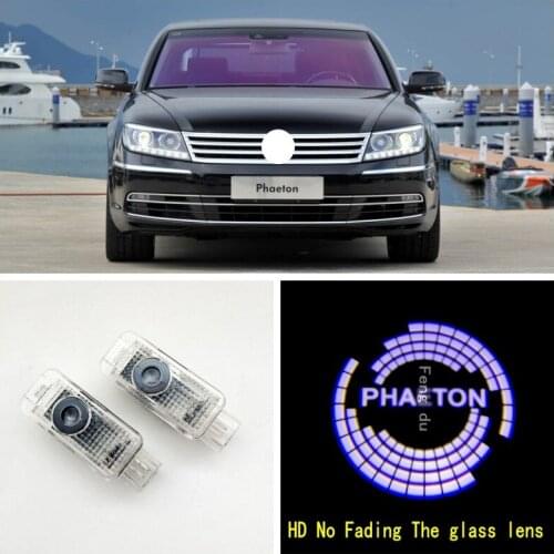 2pcs For logo 2004-2016 VW Phaeton HD No Fading LED Car Door Light Projector Ghost Shadow Light Welcome Light Atmosphere Light