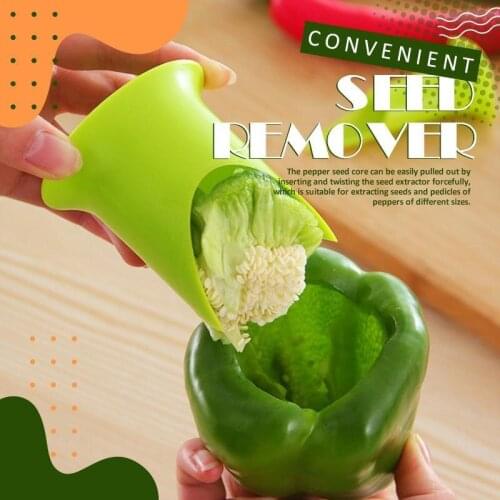 2Pcs/set Creative Pepper Corer Slicer Pepper Seeded Remover Device Tomato Coring Device Fruit Vegetable Cutter Random Color