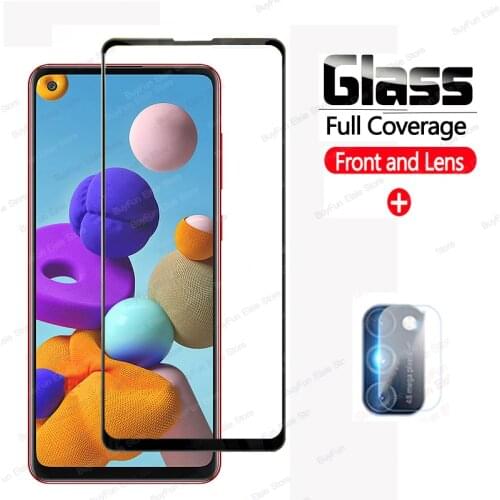 2 in 1 for samsung galaxy a21s glass screen protector tempered glas for sasmung a21 a 21s 21 protective camera lens glass film