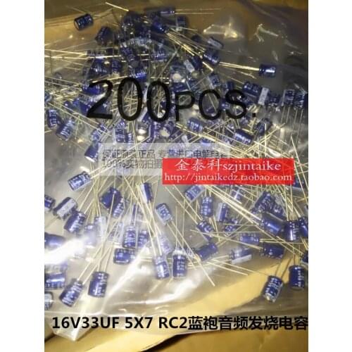 2020 hot sale 30PCS/50PCS Imported ELNA audio capacitance 16V33UF 5X7 RC2 blue robe 85 degrees electrolysis spot free shipping