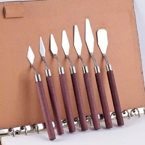 7pcs/set Stainless Steel Spatula Kit Oil Painting Knives Artist Crafts Knife Oil Painting Mixing Knife Scraper Art Tools