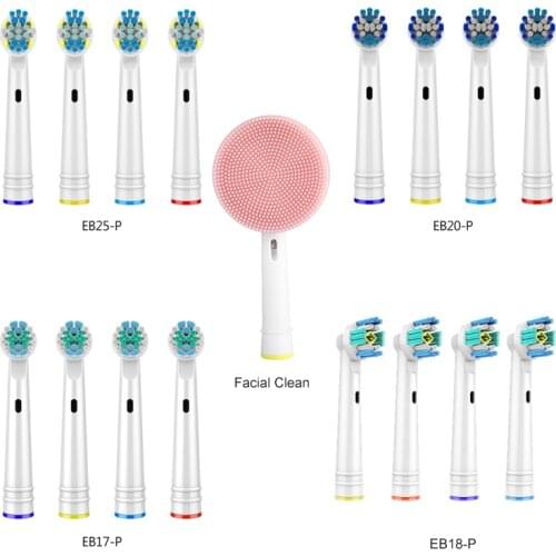 8+1pcs Electric Toothbrush Replacement Brush Heads Face Clean for Oral B Whiten Corss Sensitive Brush Heads Soft Bristles