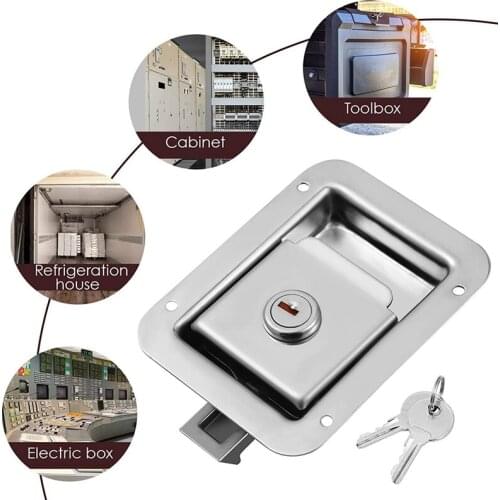 Promotion! Paddle Slam Latch With Lock & Key Travel Trailer Lock Stainless Steel RV Door Latch Heavy Duty Flush Mount Handle Lat
