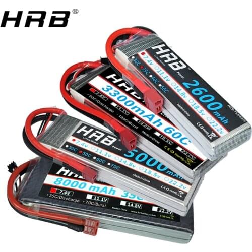 HRB 2S 7.4V Lipo Battery 2200mah 2600mah 3000mah 3300mah 4000mah 5000mah 6000mah 8000mah 12000mah 16000mah T Deans RC Parts 60C