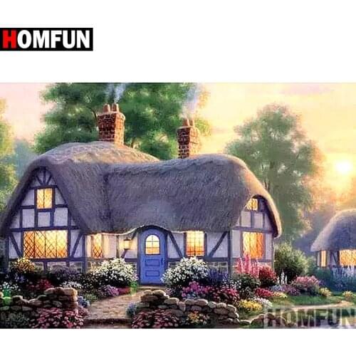 HOMFUN Full Square/Round Drill 5D DIY Diamond Painting"House landscape"Embroidery Cross Stitch 3D Home Decor Gift A10097