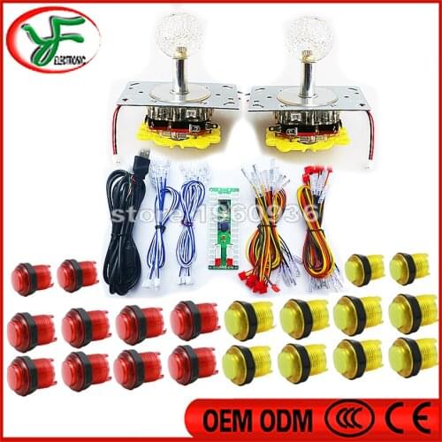 Arcade DIY Kits Parts USB Encoder + Arcade Gamepads + 20 x LED Illuminated Lamps Buttons For Jamma mame