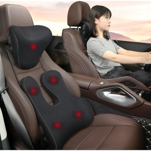 Car Massage Pillow 5V/USB Charging Headrest Lumbar Support Pillow Relieve Driving Fatigue Auto Accessories Seat Cushions