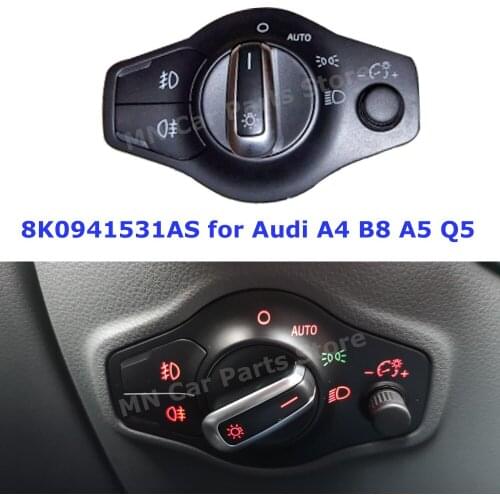 Auto Headlight Fog Light Switch for Audi A4 2008-2015 B8 A5 Q5 S4 S5 2009-2017 OEM 8K0941531AS