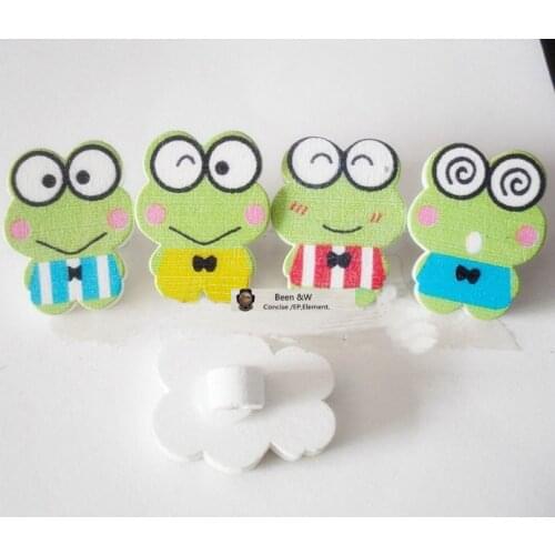 Free shipping! Cartoon,animal Baby wooden buttons 21*17MM DIY children pin Handwork accessoriesBig eye frog 100Pcs
