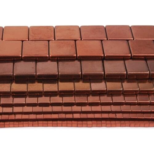 2/3/4/6/10mm Natural Hematite Brown Cube Shape Smooth Loose Stone Beads For DIY Necklace Bracelets Jewelry Making Strand 15"