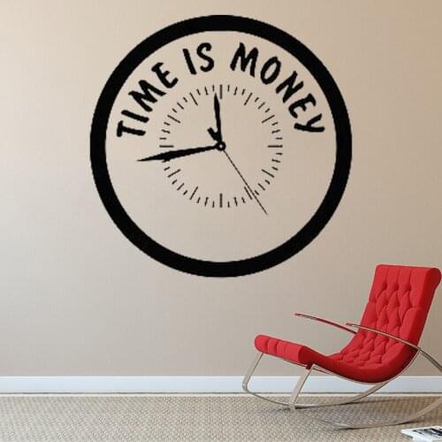 Home Decor Vinyl Wall Decals Living Room Decoration Removable Time Money Sticker Insprie Murals Clock O18