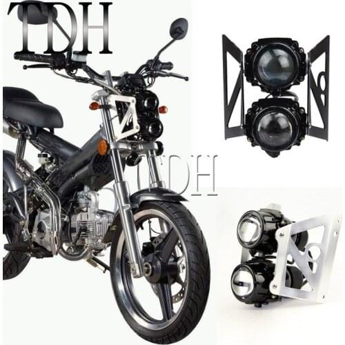 E4 Emark 2x H3 12V 55W Headlight Dual Daytime Running Light w/ Mounting Bracket for Cafe Racer Scrambler Dirt Bike Street Bike