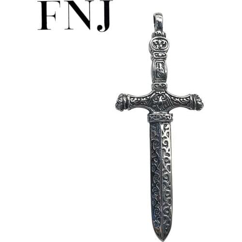 FNJ 925 Silver Cross Pendant 100% Pure S925 Solid Thai Silver sword Pendants for Men Jewelry Making