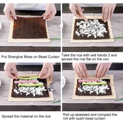 24*24.5cm Sushi Set Bamboo Rolling Mats Rice Paddles Tools Kitchen DIY Handmade Love Bento Accessories Sushi Making Kits 2021