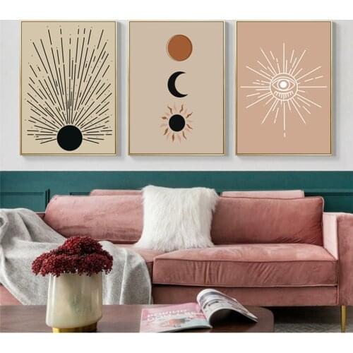 Nordic Sun Moon Wall Art Minimalist Poster Canvas Painting Prints Pictures For Home Living Room Decor Modern Interior Cuadros
